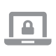 Icon of a computer with a lock symbol on the screen.